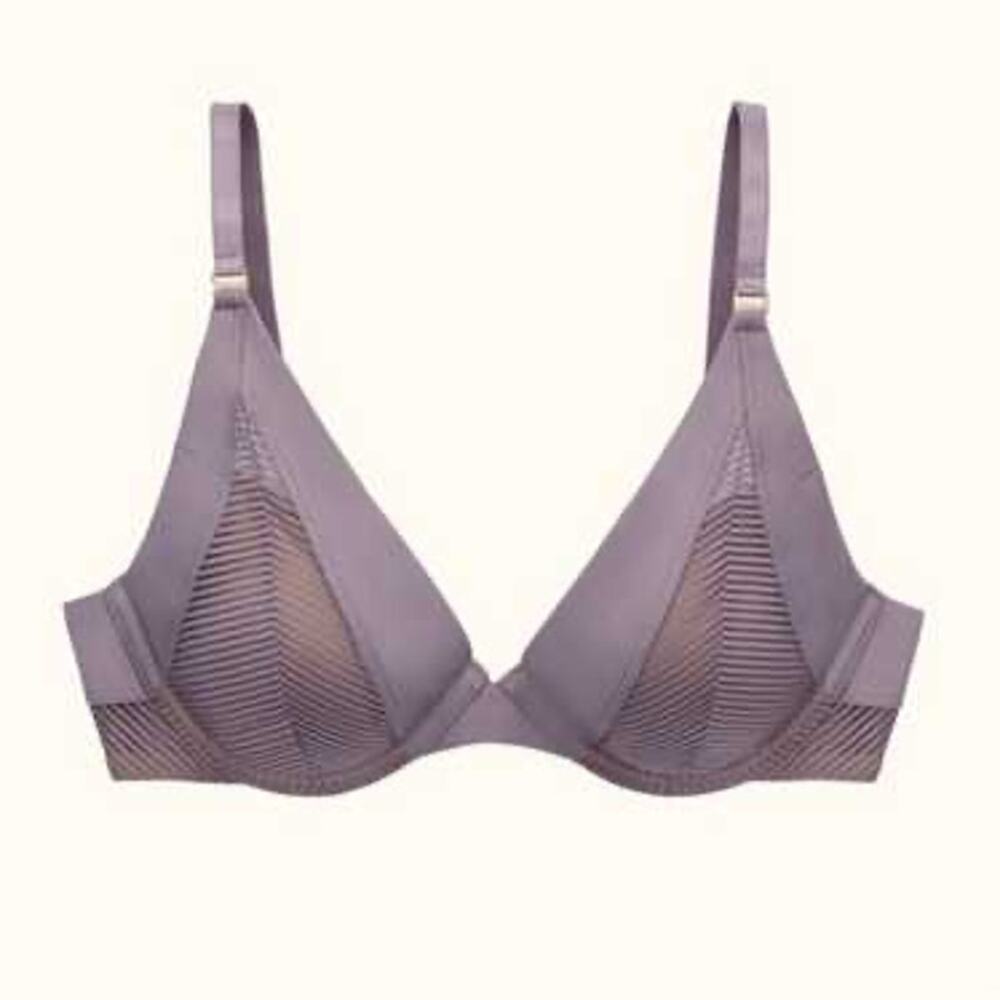 ThirdLove Shadow Stripe Plunge Bra 34F Beige Underwire Lightly Lined - Picture 6 of 6